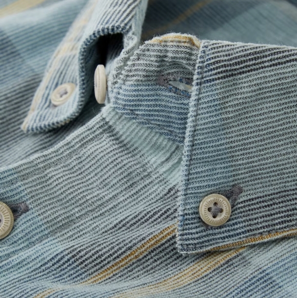 Wellen Light Blue Corduroy Plaid Button Down Casual Shirt XXL organic cotton - Picture 3 of 16